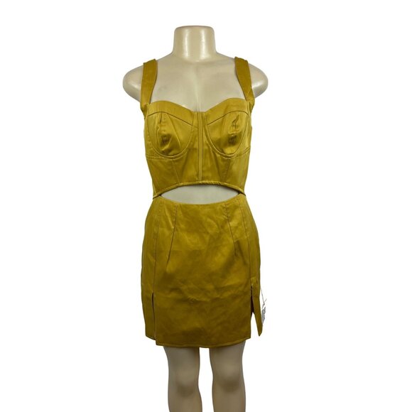 Asos Design Women's Haltered Mini Skirt Yellow Dress Sz 8 - NWT - Picture 1 of 11